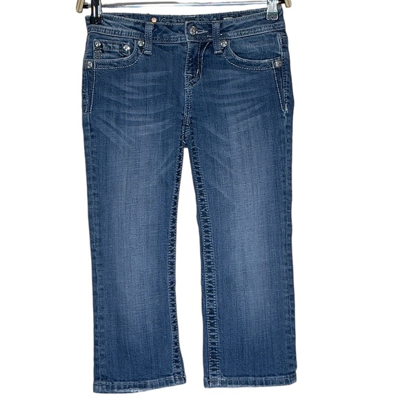 Miss Me Other - Miss Me Girls Youth Size 14 Rose Bling Pocket Blue Jeans